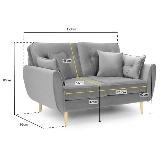 Zincate Plush Velvet 2 Seater Sofa In Grey_5