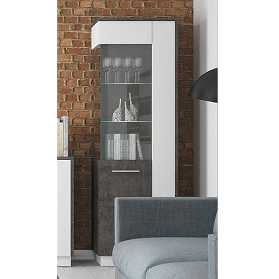 Zinger LED Left Handed Glass Display Cabinet In Grey And White_1