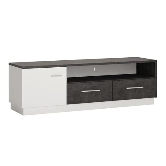 Zinger Wide Wooden TV Stand In Slate Grey And Alpine White_2