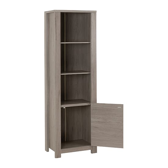 Zino Wooden Bookcase With 1 Door In Grey Wood Grain_2