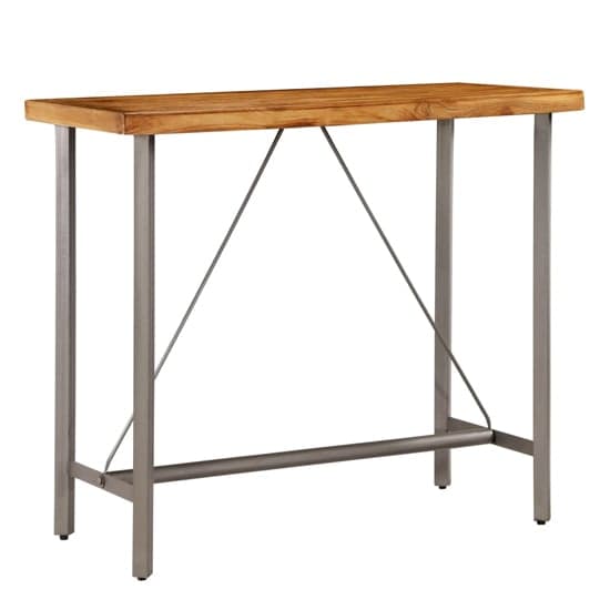 Ziva 120cm Wooden Bar Table With Steel Frame In Brown_2
