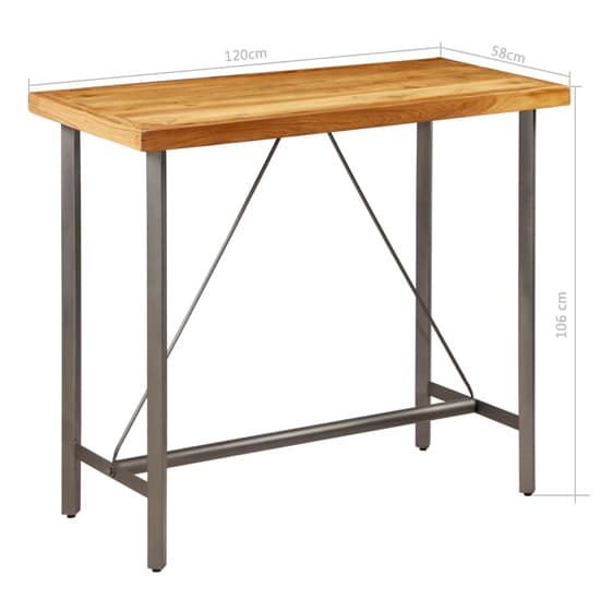 Ziva 120cm Wooden Bar Table With Steel Frame In Brown_5