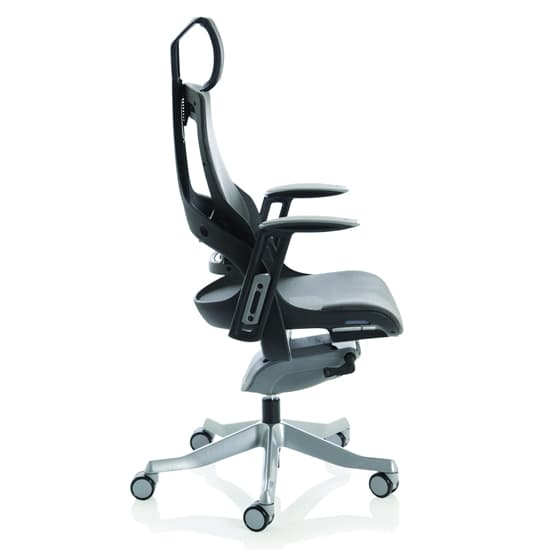 Zure Black Frame Headrest Office Chair In Charcoal With Arms_2
