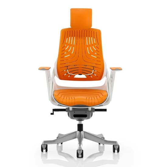 Zure Executive Headrest Office Chair In Gel Orange With Arms_2