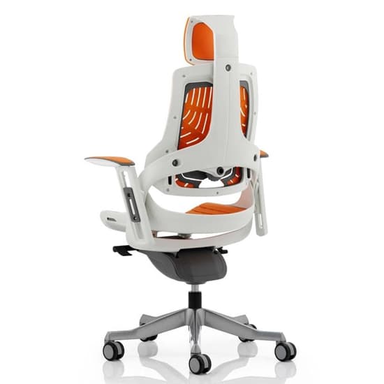 Zure Executive Headrest Office Chair In Gel Orange With Arms_3
