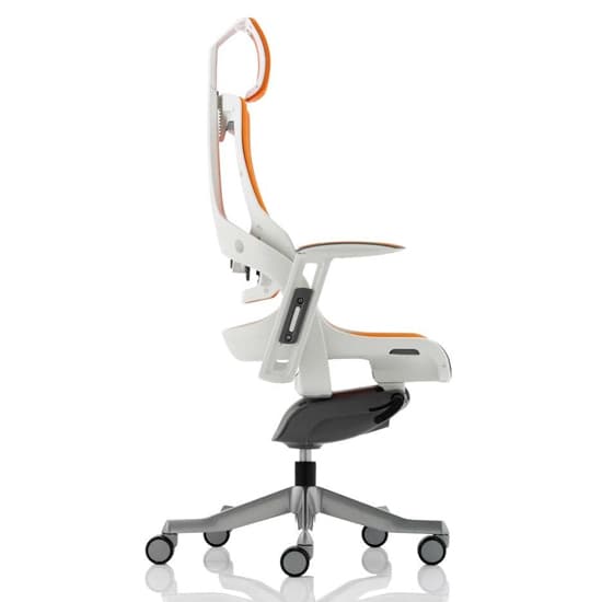 Zure Executive Headrest Office Chair In Gel Orange With Arms_4