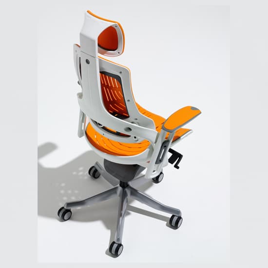 Zure Executive Headrest Office Chair In Gel Orange With Arms_5