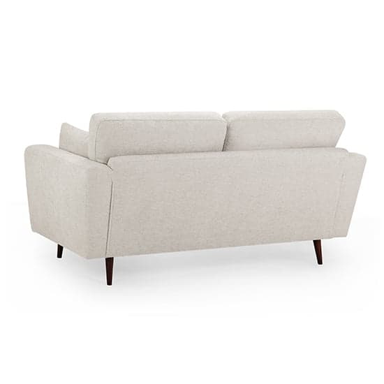 Zurich Fabric 2 Seater Sofa In Beige With Brown Wooden Legs_2
