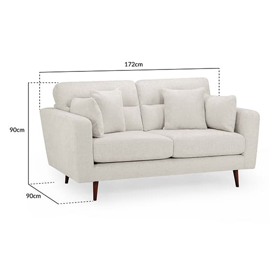 Zurich Fabric 2 Seater Sofa In Beige With Brown Wooden Legs_3