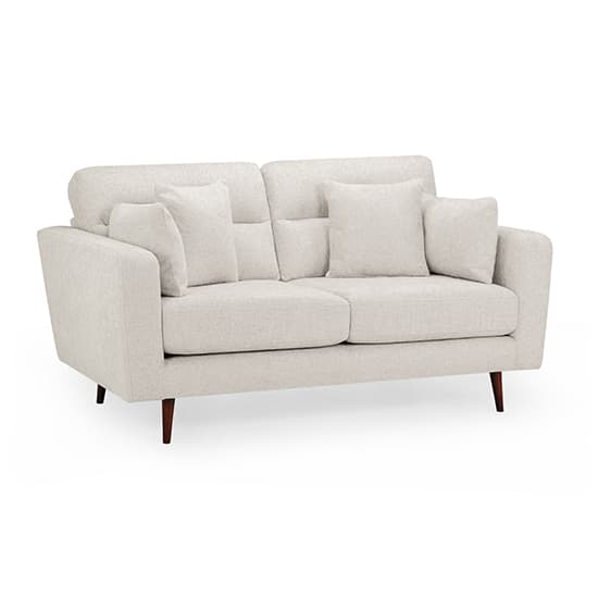 Zurich Fabric 2 Seater Sofa In Beige With Brown Wooden Legs_1