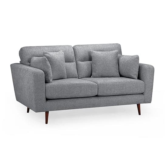 Zurich Fabric 2 Seater Sofa In Grey With Brown Wooden Legs_1