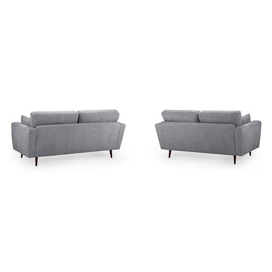 Zurich Fabric 3+2 Seater Sofa Set In Grey With Brown Wooden Legs_2
