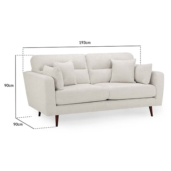 Zurich Fabric 3 Seater Sofa In Beige With Brown Wooden Legs_3