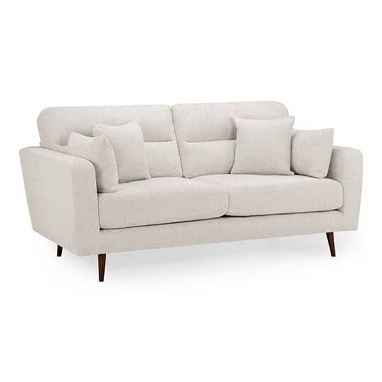 Zurich Fabric 3 Seater Sofa In Beige With Brown Wooden Legs_1