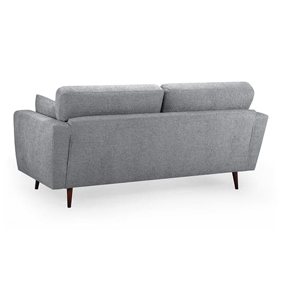 Zurich Fabric 3 Seater Sofa In Grey With Brown Wooden Legs_2