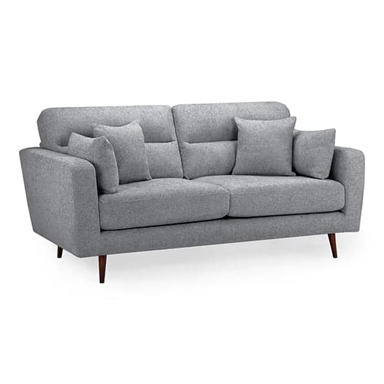 Zurich Fabric 3 Seater Sofa In Grey With Brown Wooden Legs_1