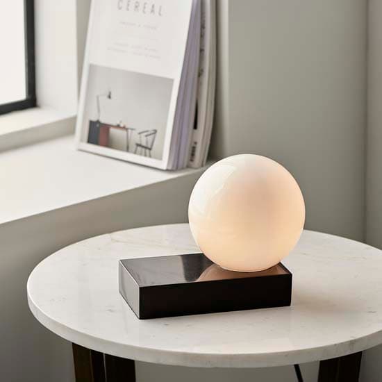 Zurich Glass Shade Table Lamp With High Gloss Marble Base_3