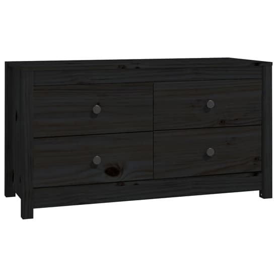 Zurich Pinewood Storage Cabinet With 2 Drawers In Black_3