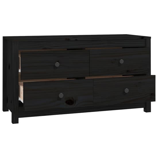 Zurich Pinewood Storage Cabinet With 2 Drawers In Black_4