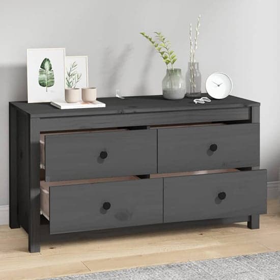 Zurich Pinewood Storage Cabinet With 2 Drawers In Grey_2