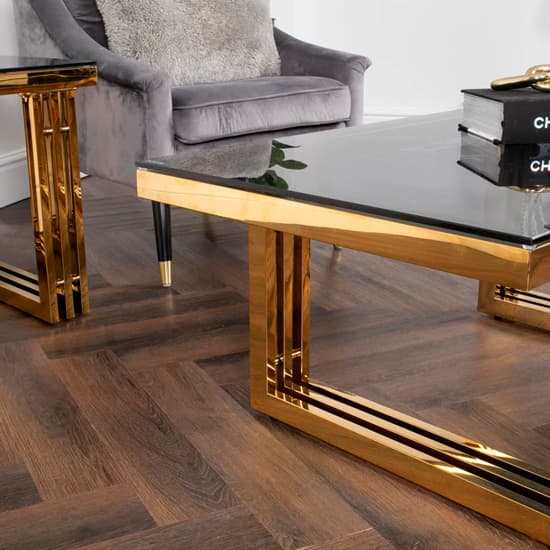 Zurich Smoked Glass Coffee Table With Gold Metal Frame_3