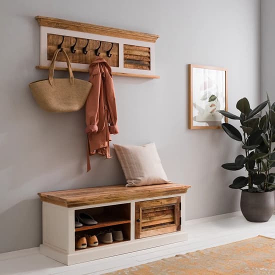 Furniture Solid Wood Entryway Bench With Shoe Storage Accra