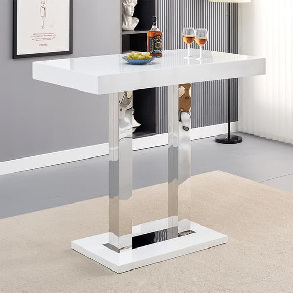 Dining Table Chrome And Glass Bar Table Furniture Clear Pub Table
