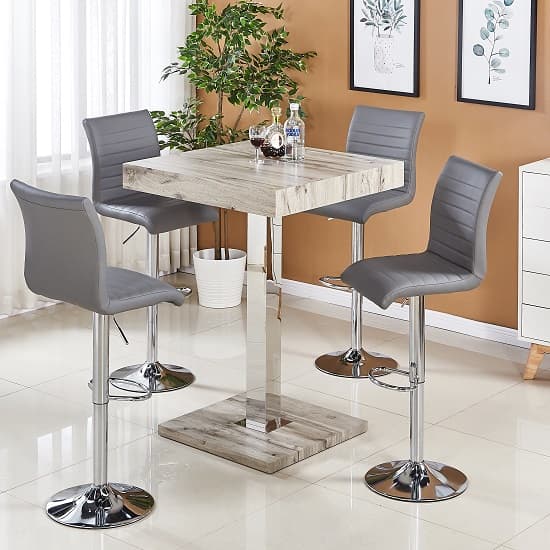 Patio Square Grey Bar Set Caprice Melange Effect Bar Table With