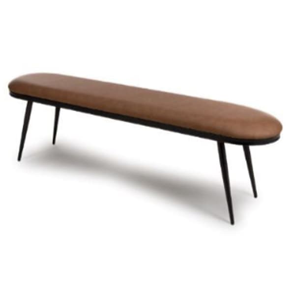 Aara Faux Leather Dining Bench With Metal Legs In Tan