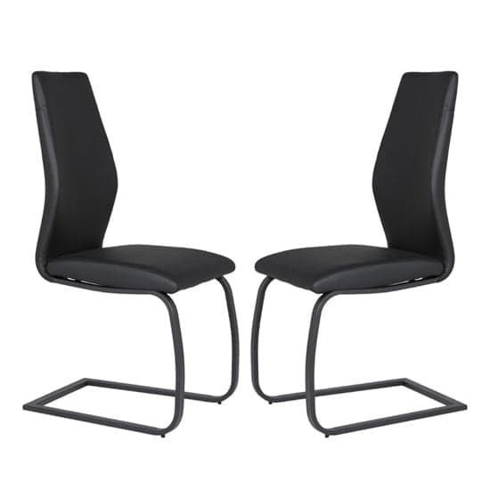 Adoncia Black Faux Leather Dining Chairs In Pair