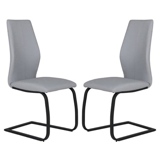 Adoncia Grey Faux Leather Dining Chairs In Pair