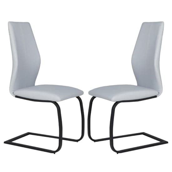 Adoncia Silver Faux Leather Dining Chairs In Pair