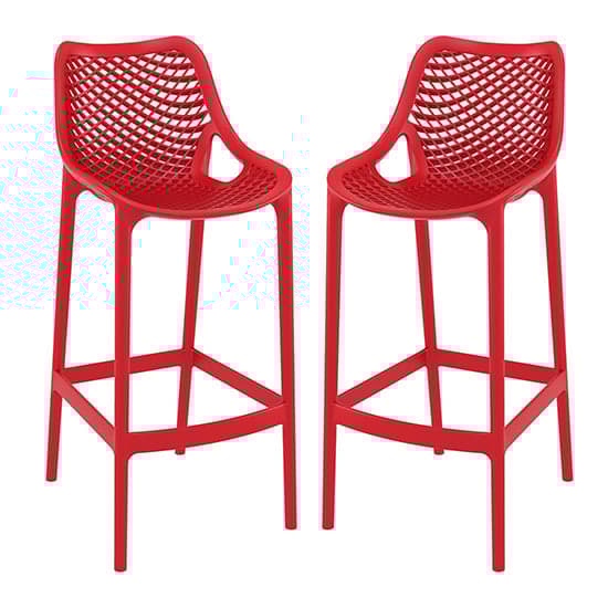 Adrian Red Polypropylene And Glass Fiber Bar Chairs In Pair
