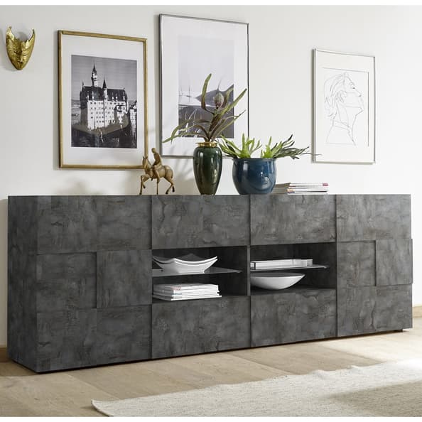 Aleta Wooden Sideboard With 2 Doors 4 Drawers In Oxide