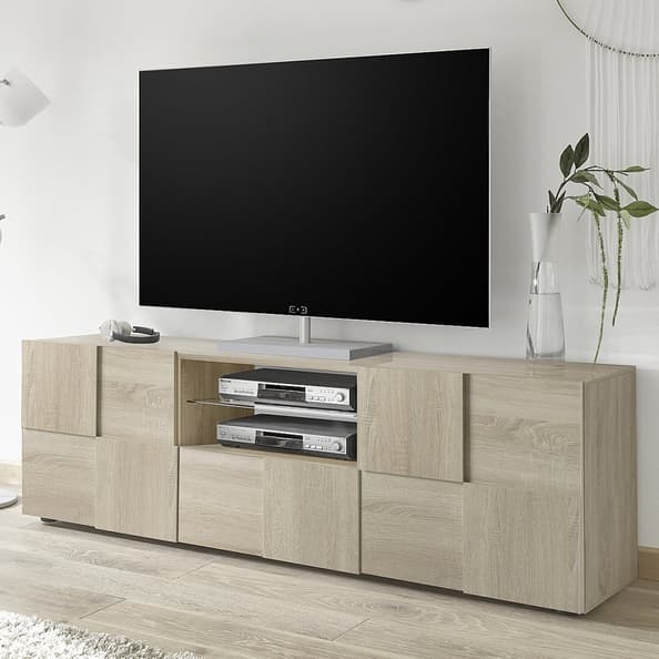 Aleta Wooden TV Stand With 2 Doors 1 Drawer In Sonoma Oak