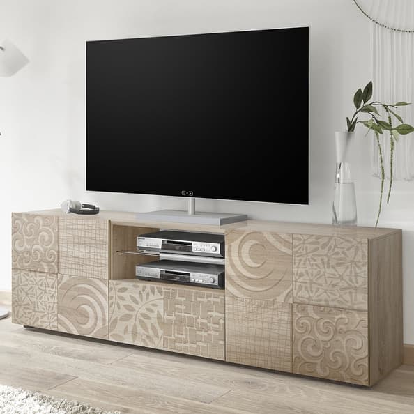 Ardent Wooden TV Stand With 2 Doors 1 Drawer In Sonoma Oak