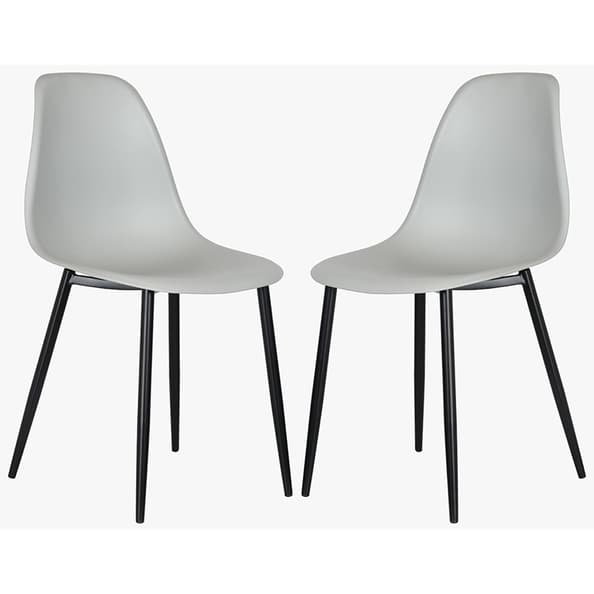 Arta Curve Light Grey Plastic Dining Chairs In Pair