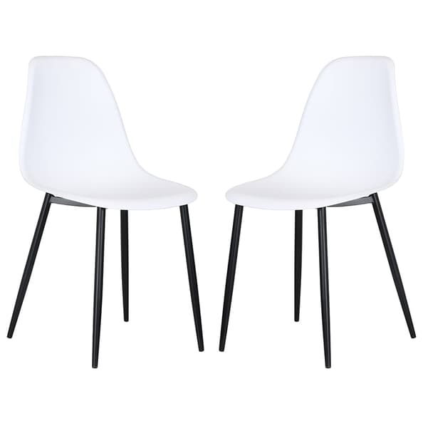 Arta Curve White Plastic Dining Chairs In Pair
