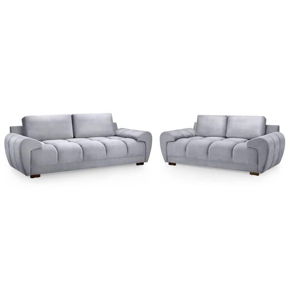 Aztec Plush Velvet 3+2 Seater Sofa Set In Grey