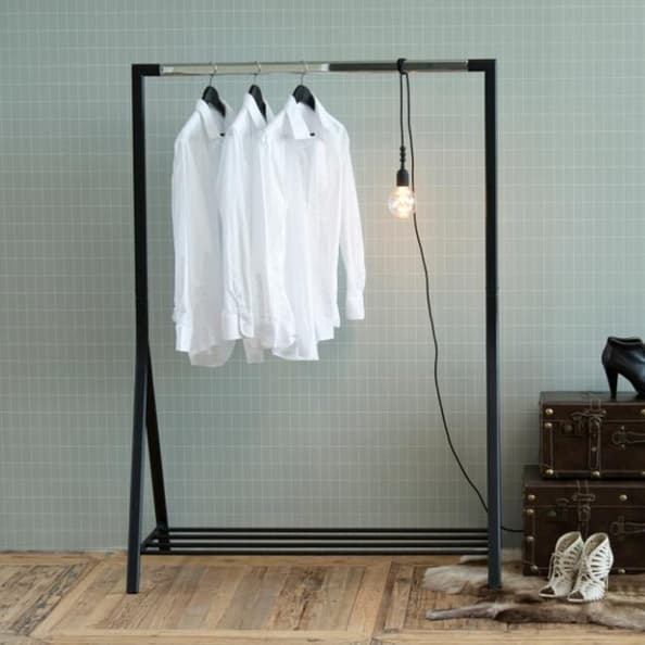 Beryl Metal Clothes Rack With Chrome Frame In Black