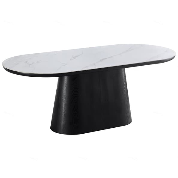 Bilbao Sintered Stone Oval Dining Table In White And Black
