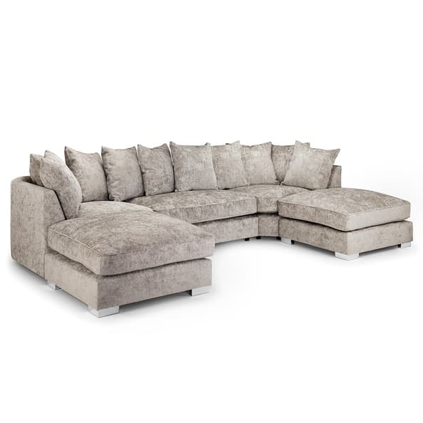 Bismarck Velvet Scatterback U Shaped Corner Sofa In Truffle