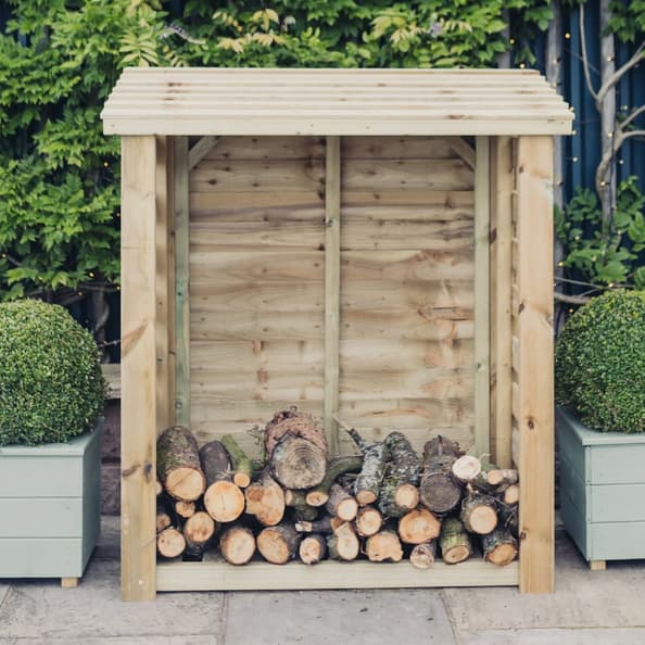 Blackfriars Square Wooden Garden Log Store In Natural