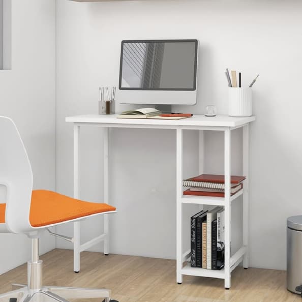 Bonita Wooden Laptop Desk With 2 Shelves In White