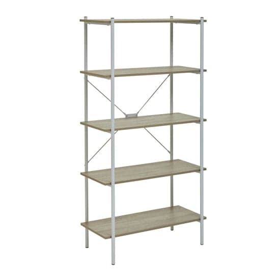 Bradken Natural Oak Wooden Shelving Unit With White Metal Frame
