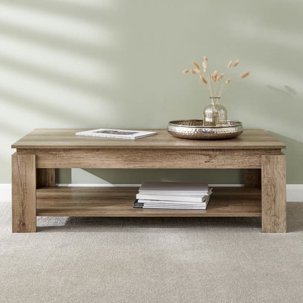 Caister Wooden Rectangular Coffee Table In Grey Oak