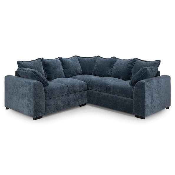 Calais Velvet Corner Sofa In Blue
