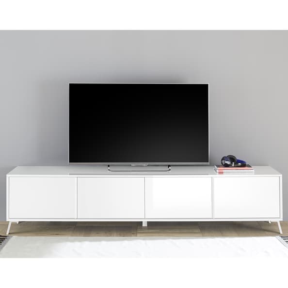 Cappy High Gloss TV Stand With 4 Doors In White