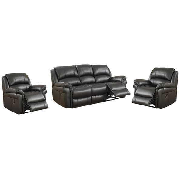 Claton Faux Leather Recliner 3+1+1 Seater Sofa Set In Black