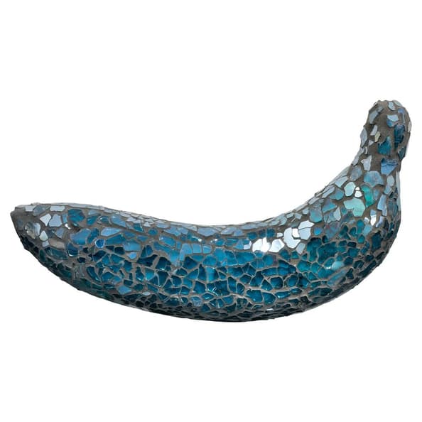 Clisson Decorative Mosaic Glass Banana Fruit In Blue